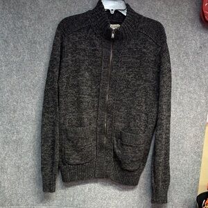 Converse One Star Charcoal and light grey Zip-Up pocket cotton Sweater M